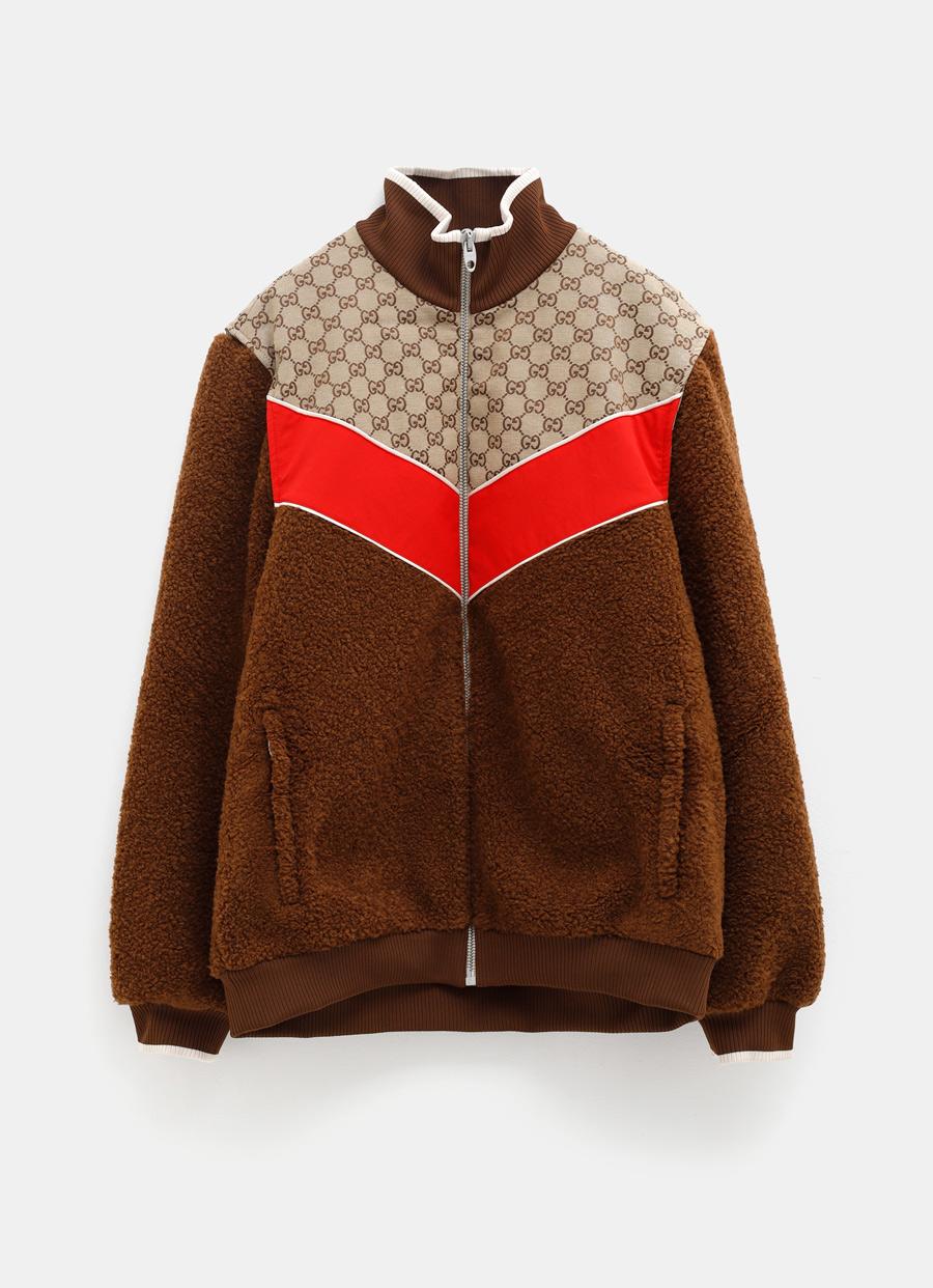 Wool Blend Teddy Bomber Jacket in White - Gucci