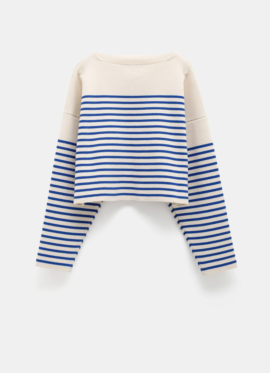 Celine Boat Neck Striped Sweater in Blue | Lyst Canada