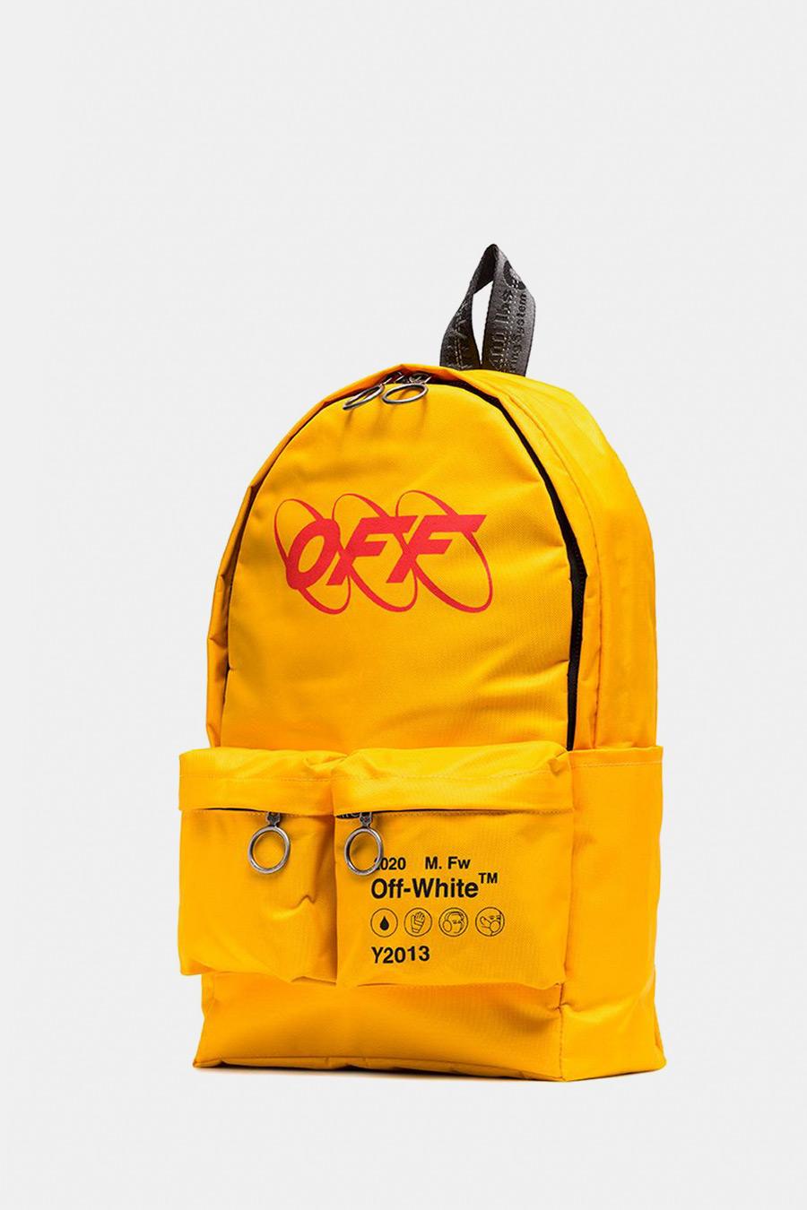 yellow and white backpack