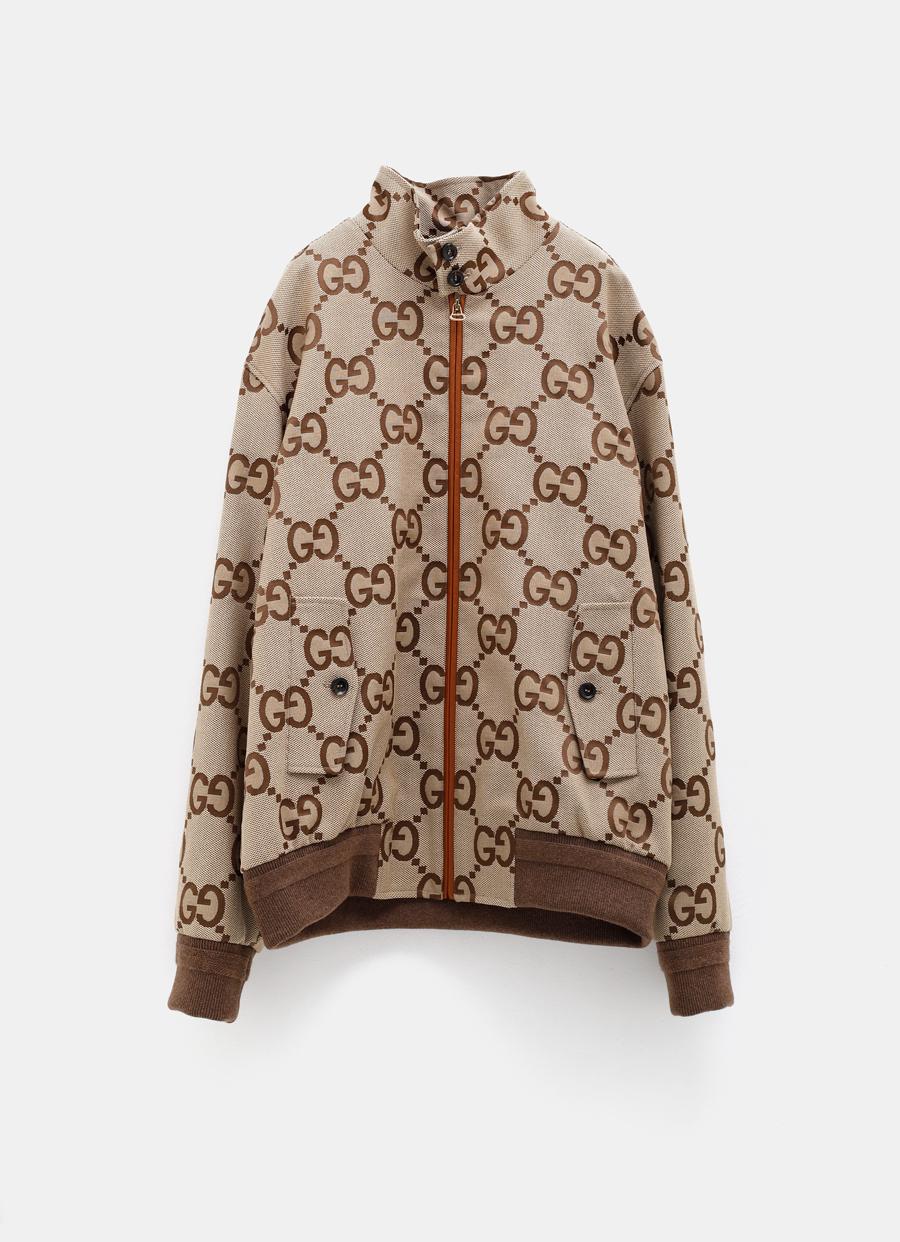 Gucci Jumbo GG Canvas Jacket in Natural | Lyst
