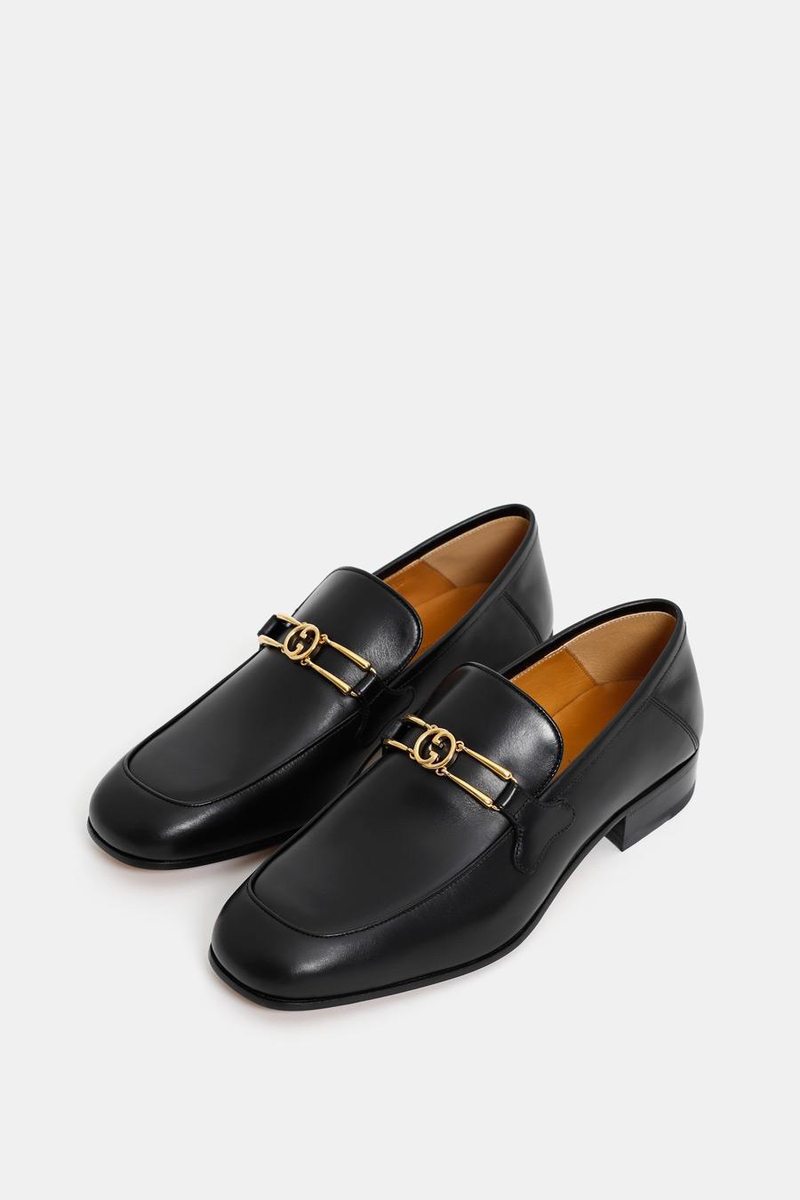Gucci Leather Loafer With Interlocking G For Men in Black for Men - Lyst