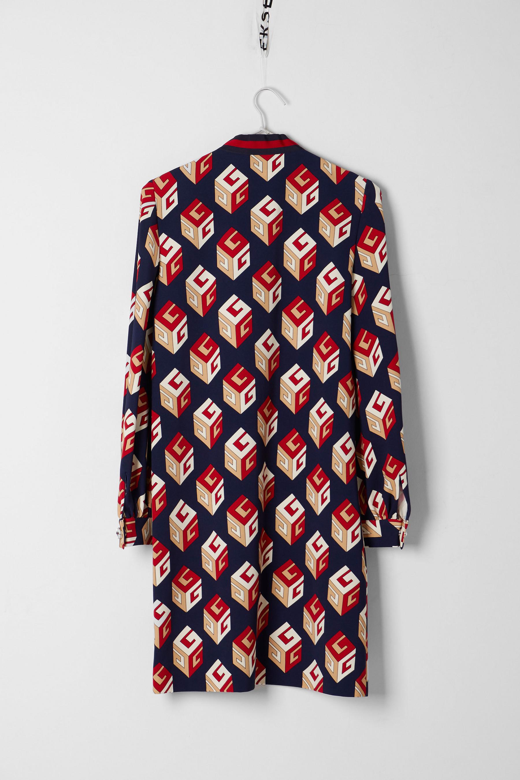 Gucci Synthetic Gg Wallpaper Dress In Navy Blue Blue Lyst gg wallpaper dress