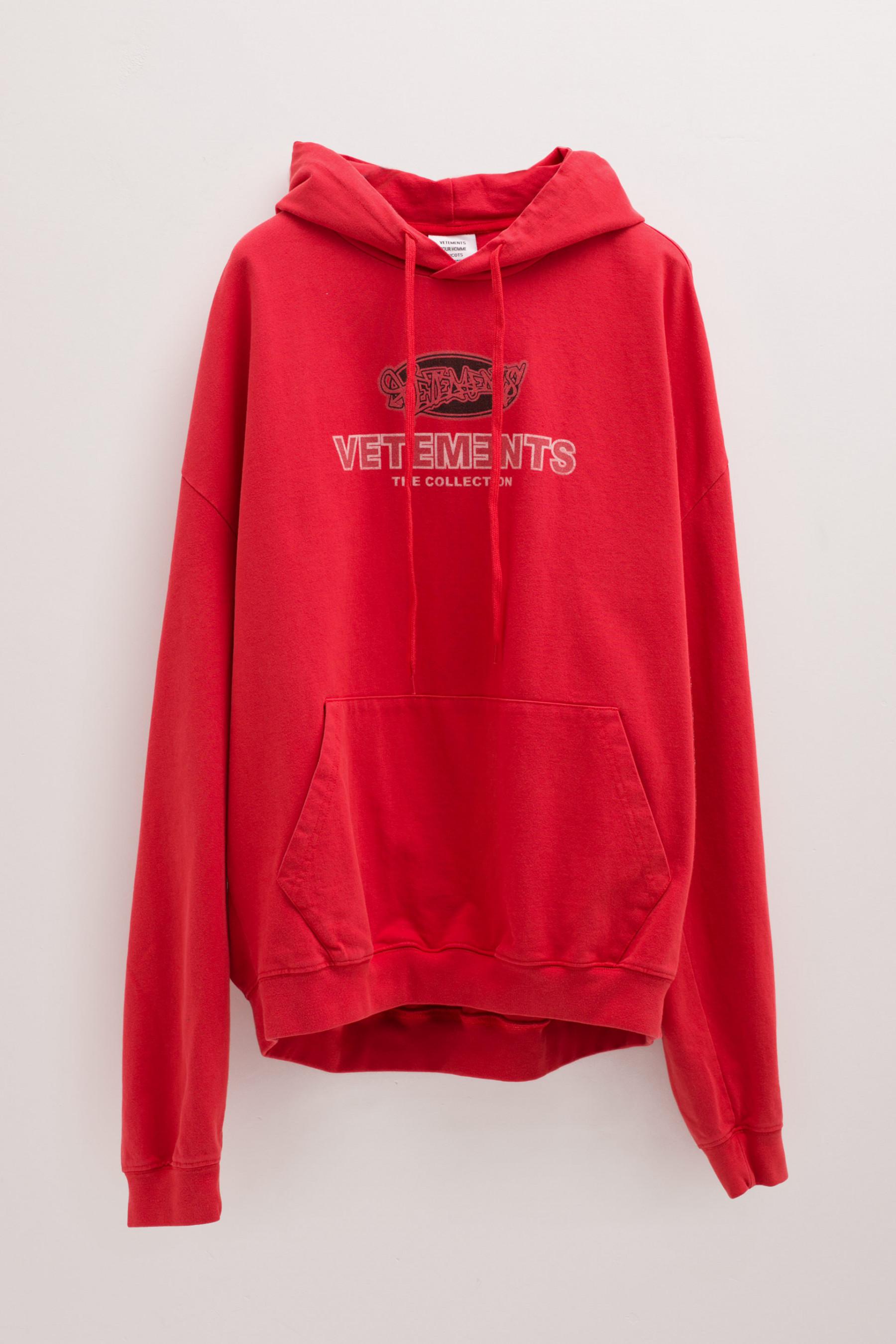 Vetements Cotton Oversized Graphic Hoodie in Red for Men | Lyst