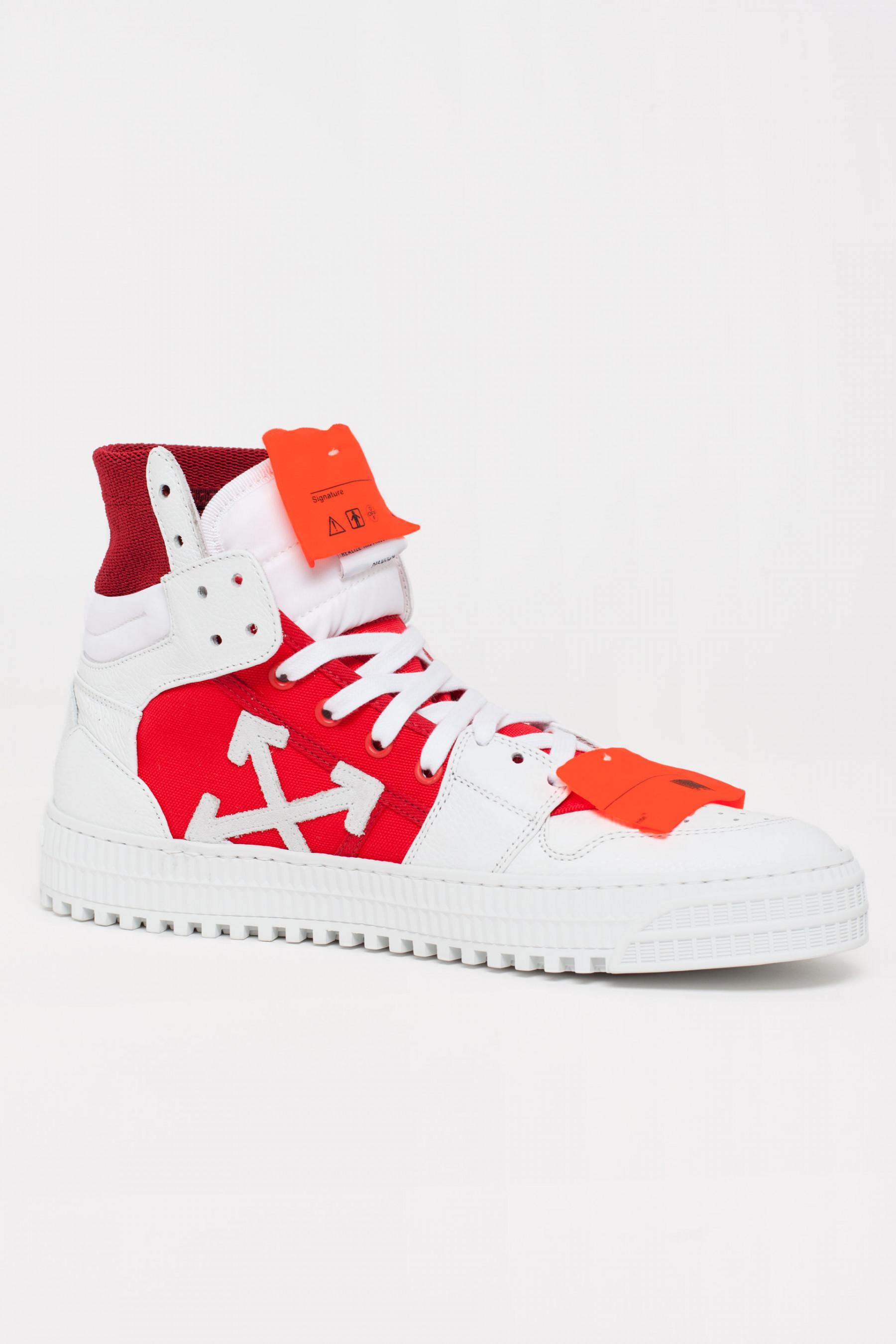Off-White c/o Virgil Abloh Leather Red Off Court Sneakers in White for - Lyst
