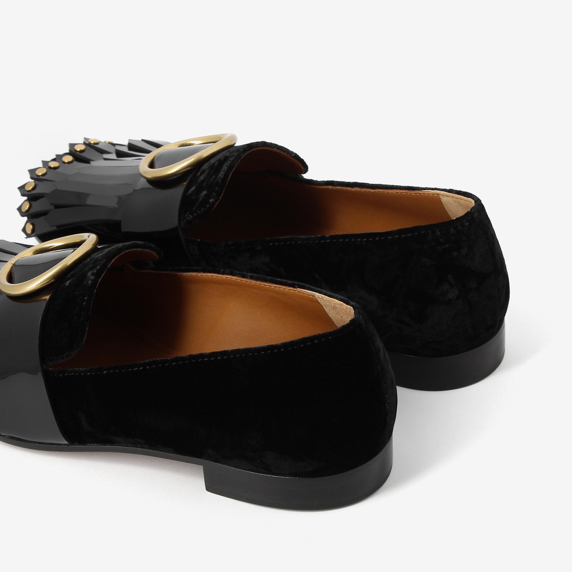 Chloé Olly Velvet Loafers in Black Lyst