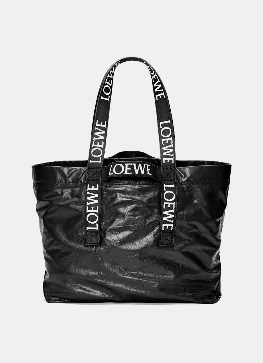 Loewe Fold Shopper In Paper Calfskin in Black for Men | Lyst