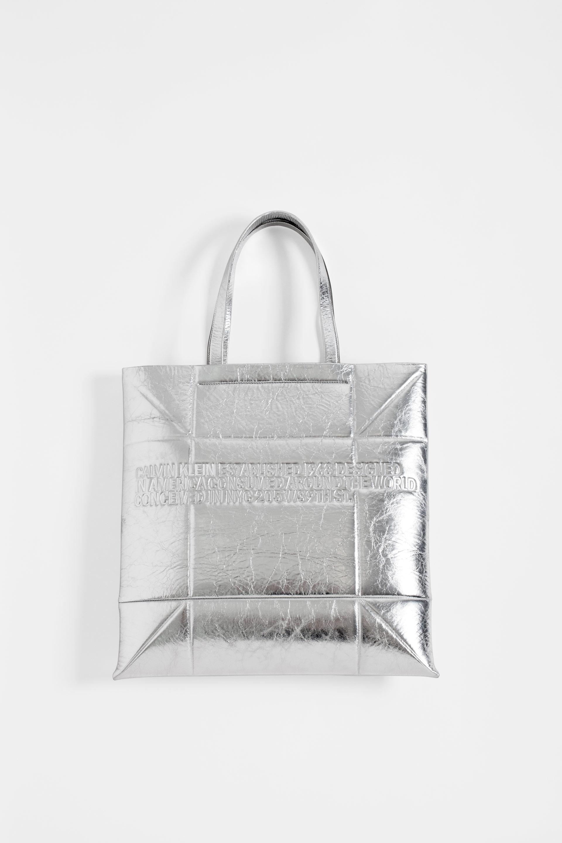 calvin klein silver tote bag