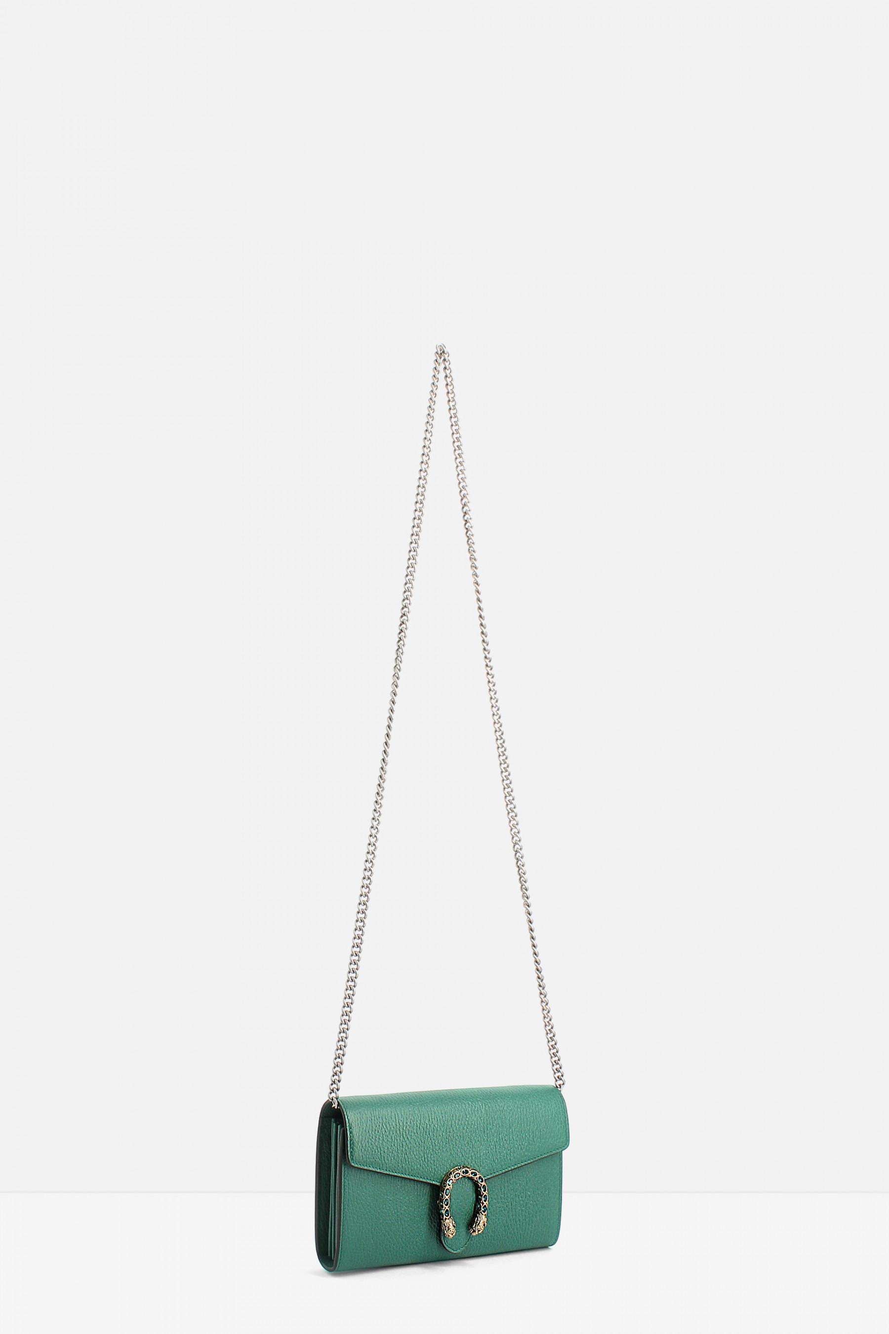dionysus leather mini chain bag green