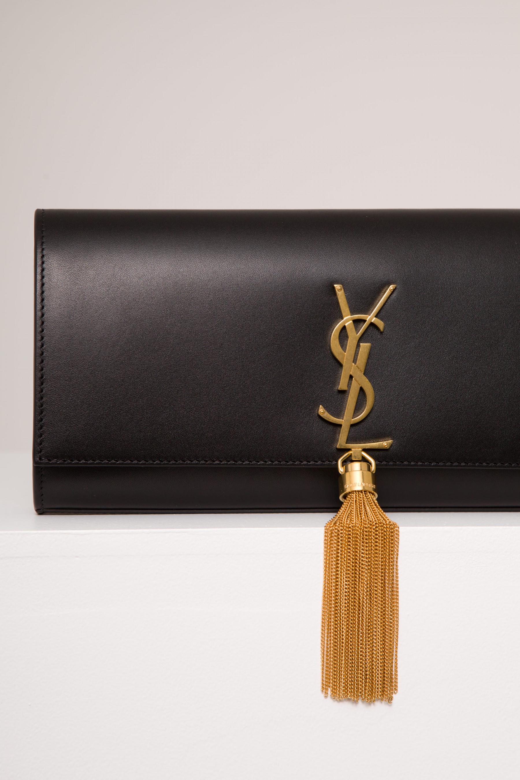 Saint Laurent Leather Monogramme Ysl Clutch in Black Lyst