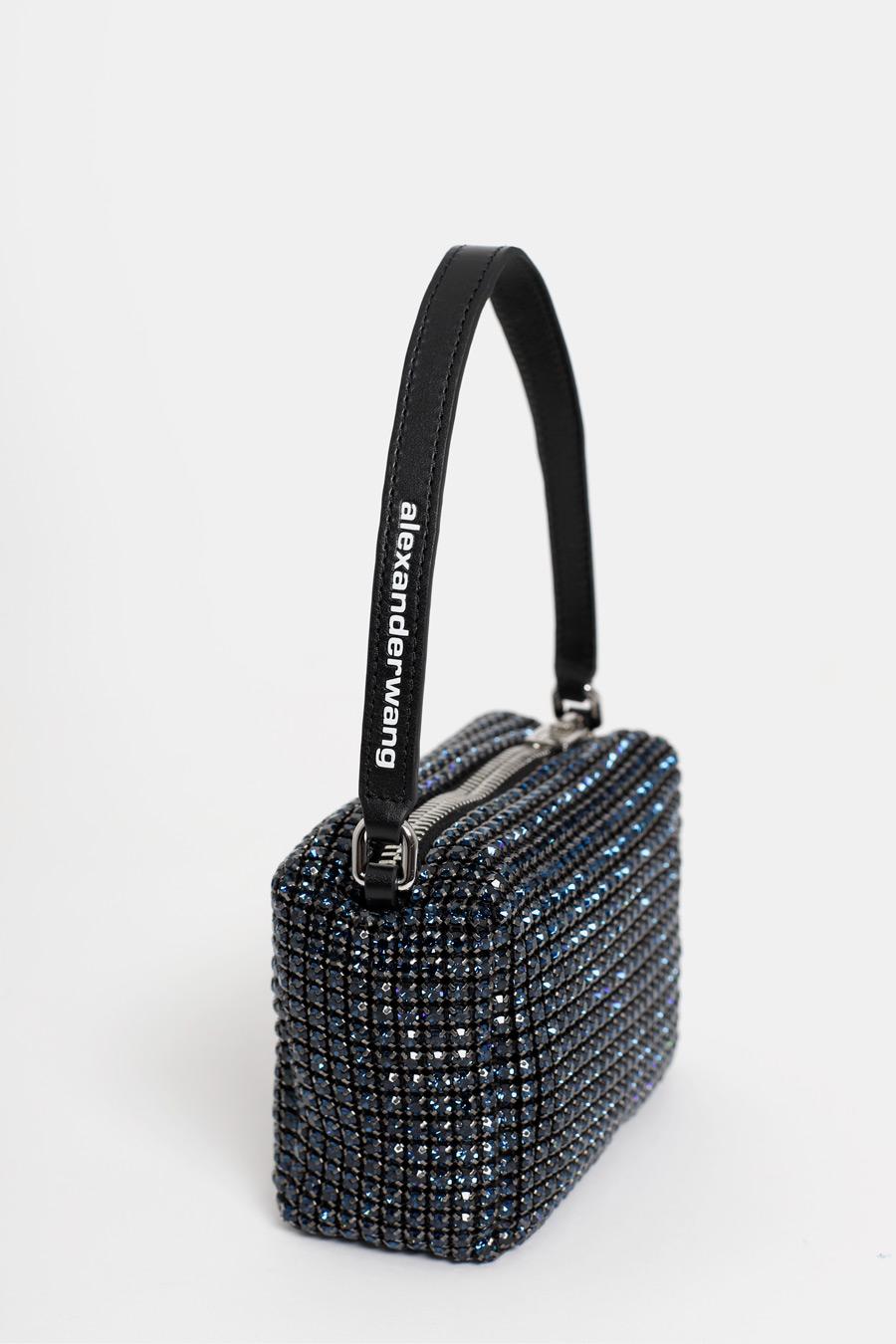 Alexander Wang Synthetic Chain Mesh Rhinestone Pouch in Navy (Blue 