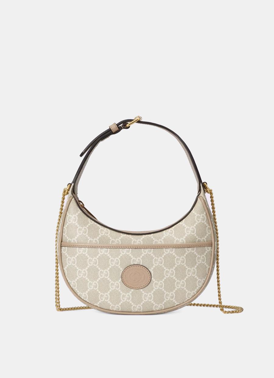 Gucci Halfmoonshaped Mini Bag With Interlocking G in Natural Lyst