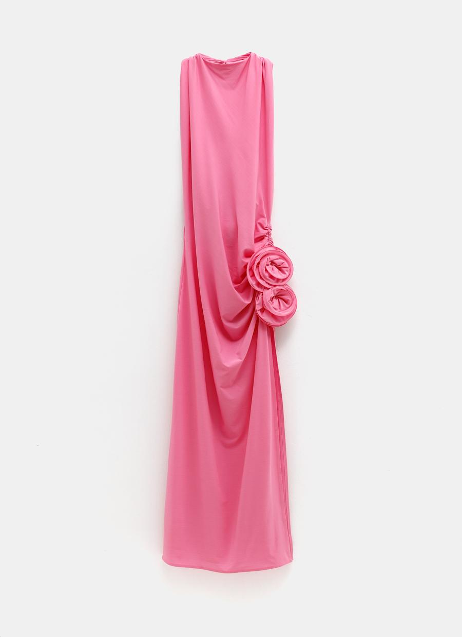 Magda Butrym Halterneck Jersey Midi Dress in Pink | Lyst