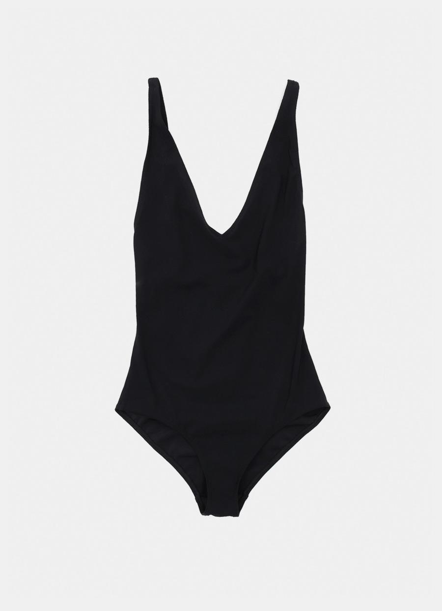 Totême Synthetic Deep Neck Swimsuit in Black | Lyst UK