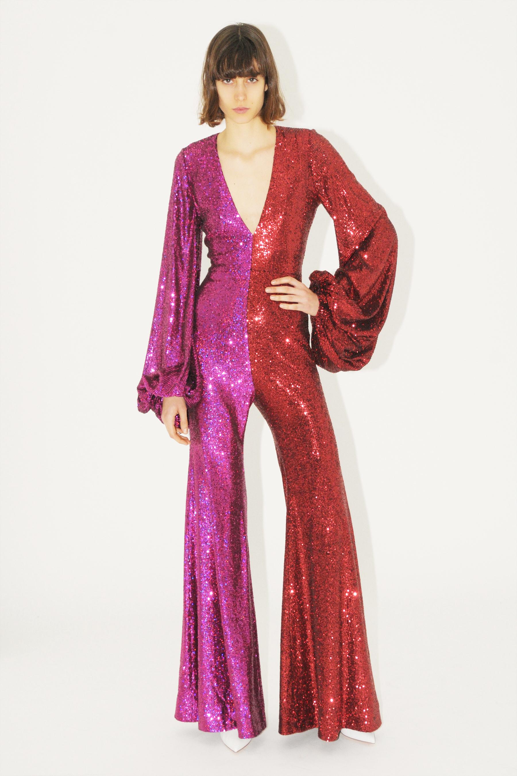 halpern sequin jumpsuit