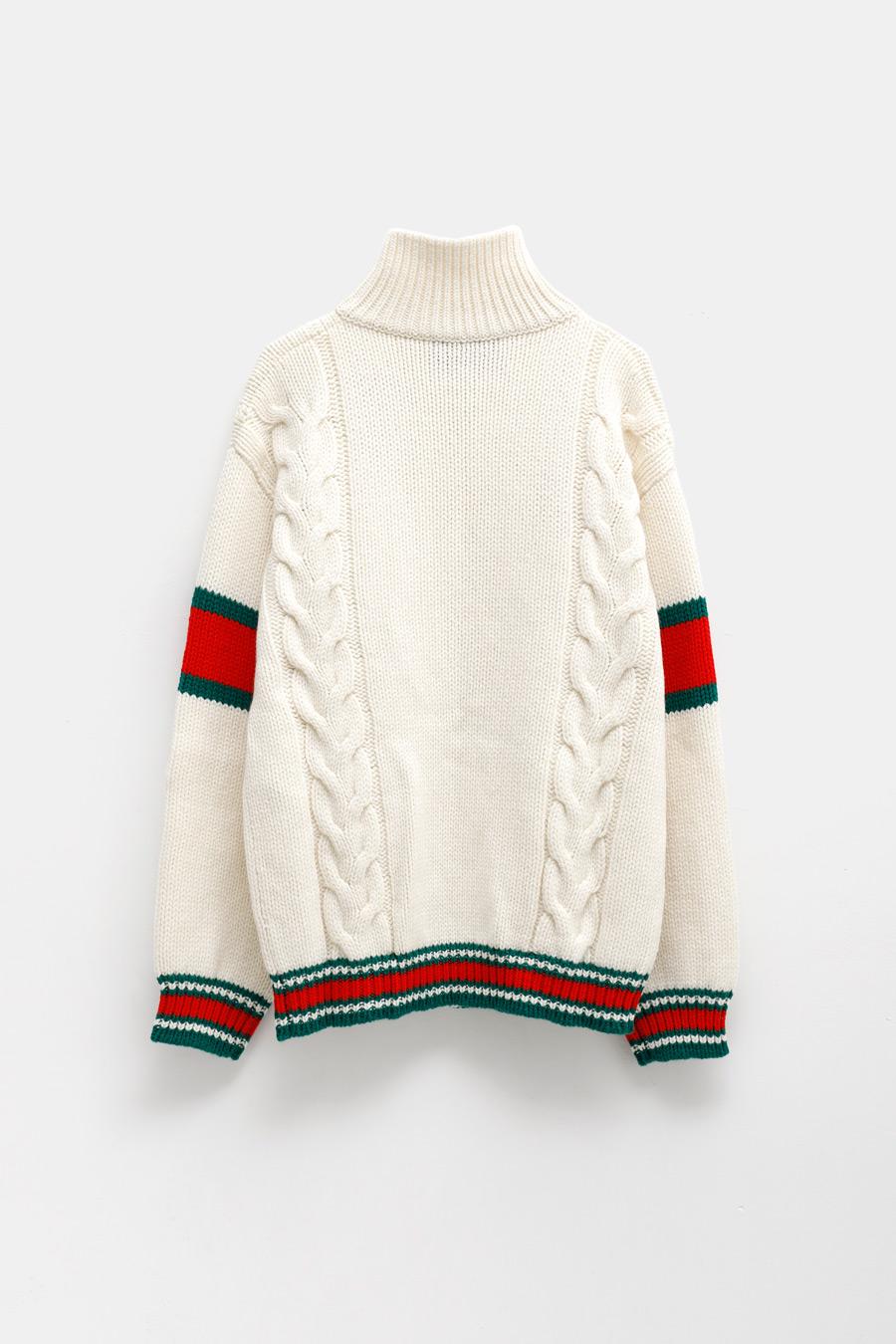 Gucci Wool Cable Knit Bomber Jacket in 