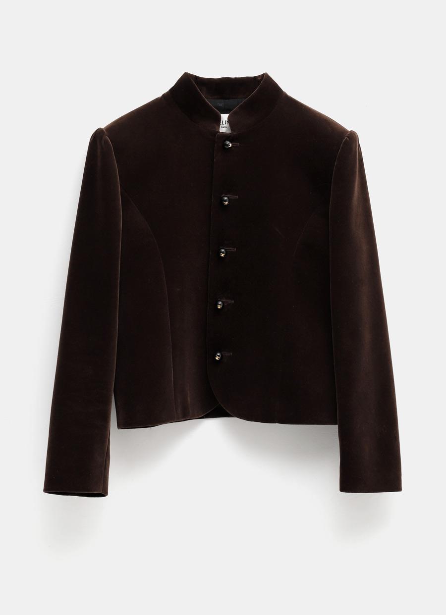 Celine Chasseur Velvet Jacket in Brown | Lyst