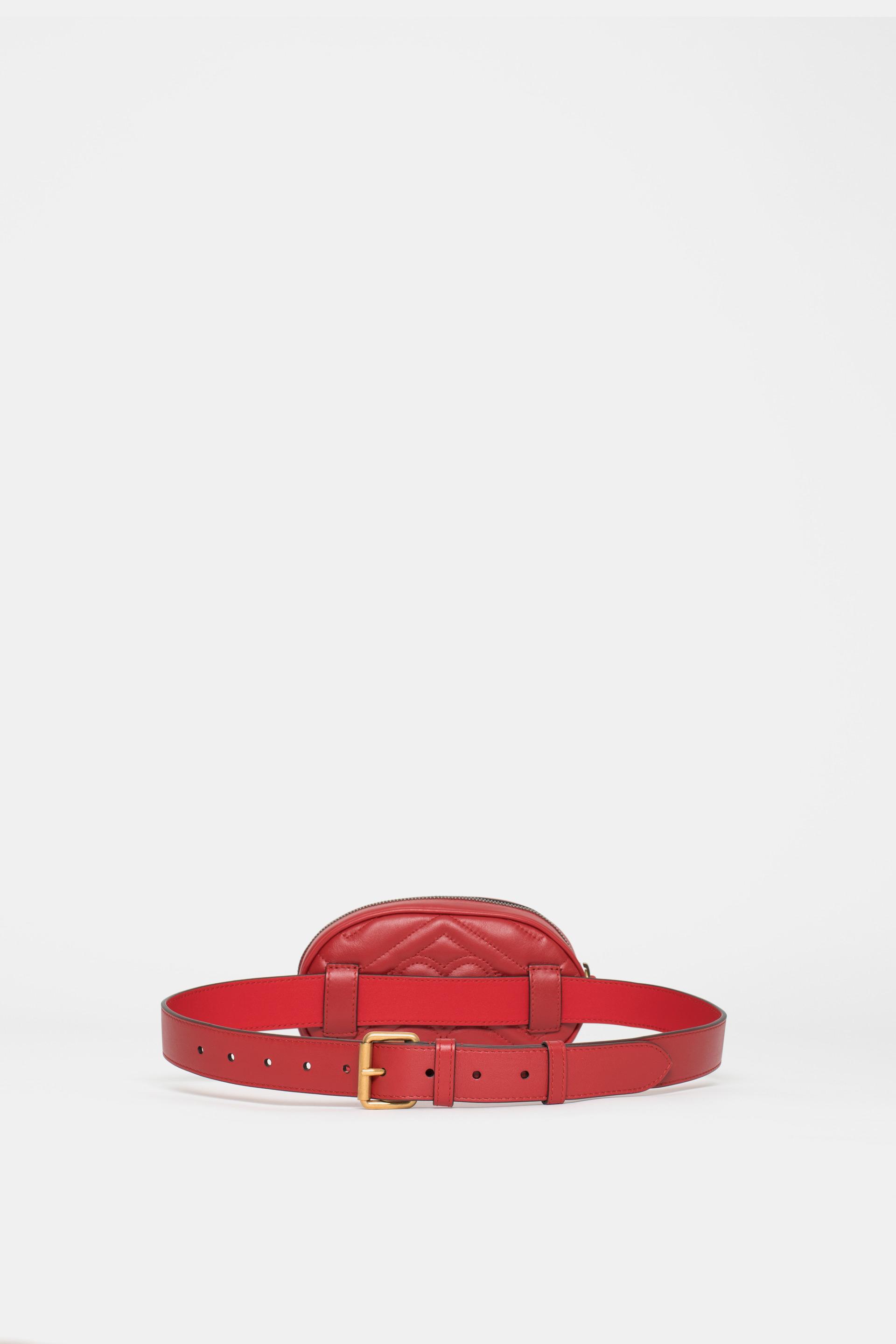 Gucci Leather Marmont Matelass Belt Bag in Pink - Lyst