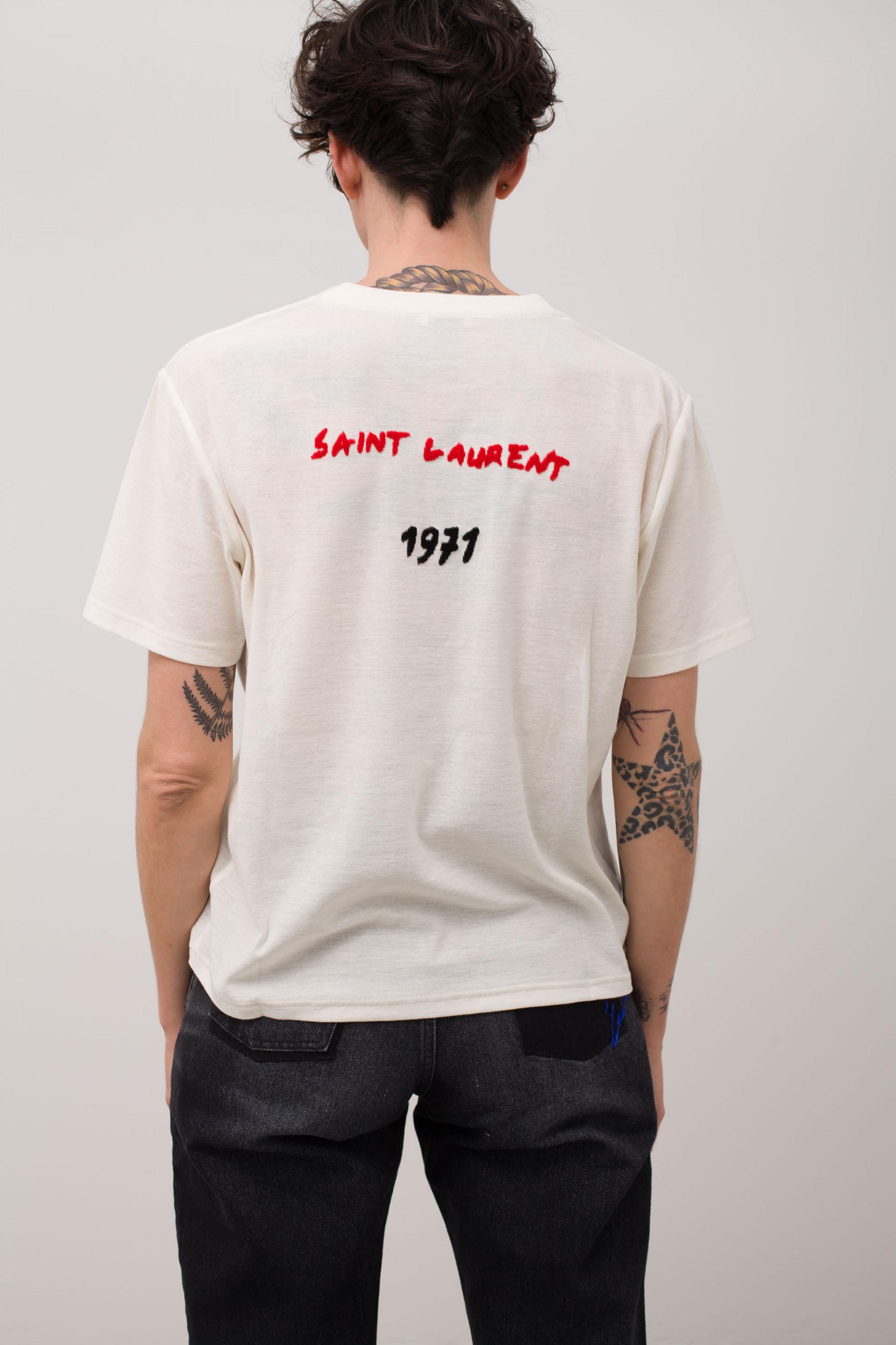 Saint Laurent Cotton Ysl T-shirt in Beige (Natural) for Men - Lyst