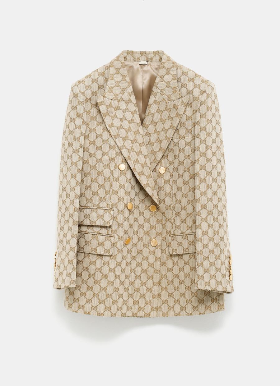 Gucci GG Linen Cotton Jacquard Jacket in Natural Lyst