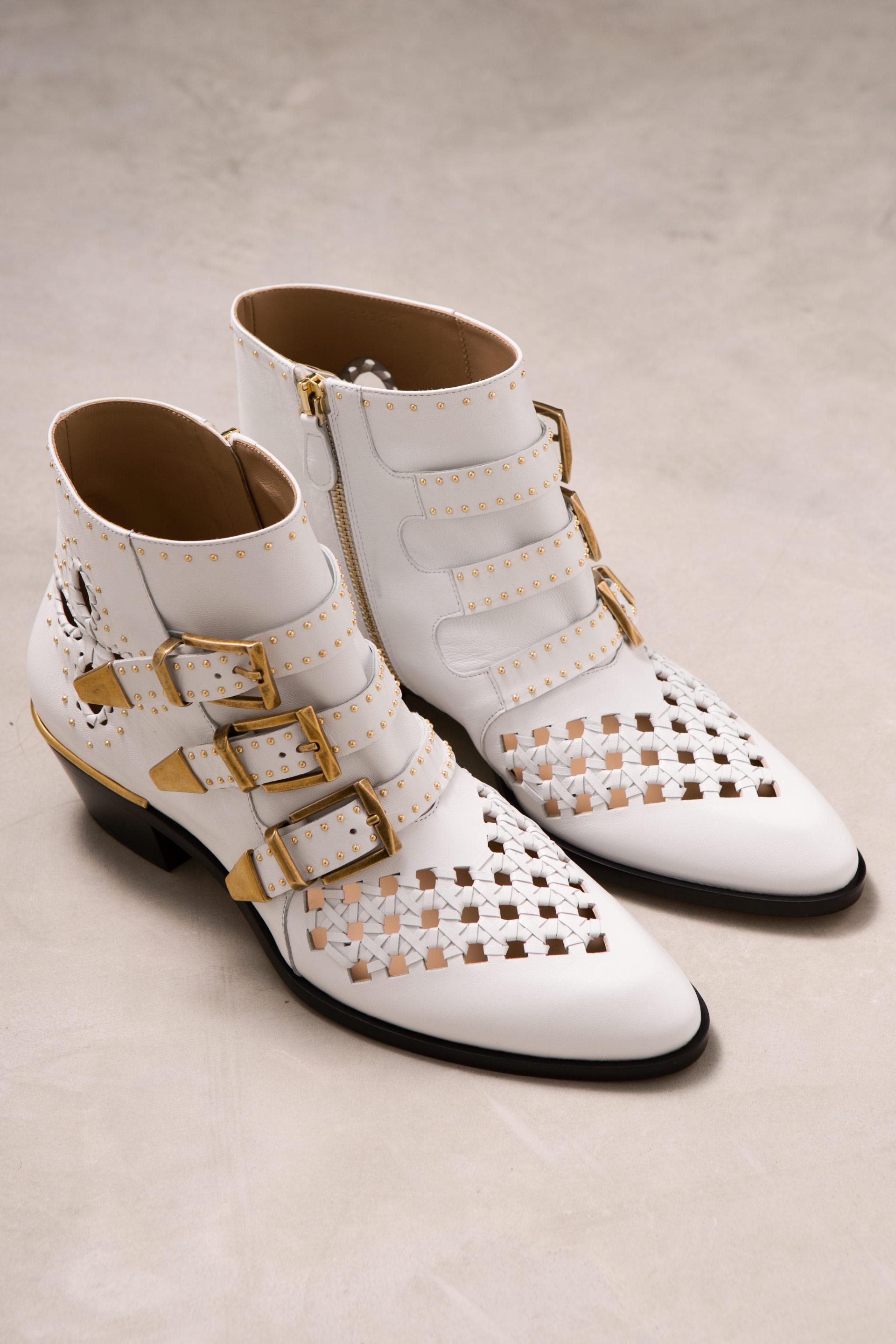 chloe white ankle boots