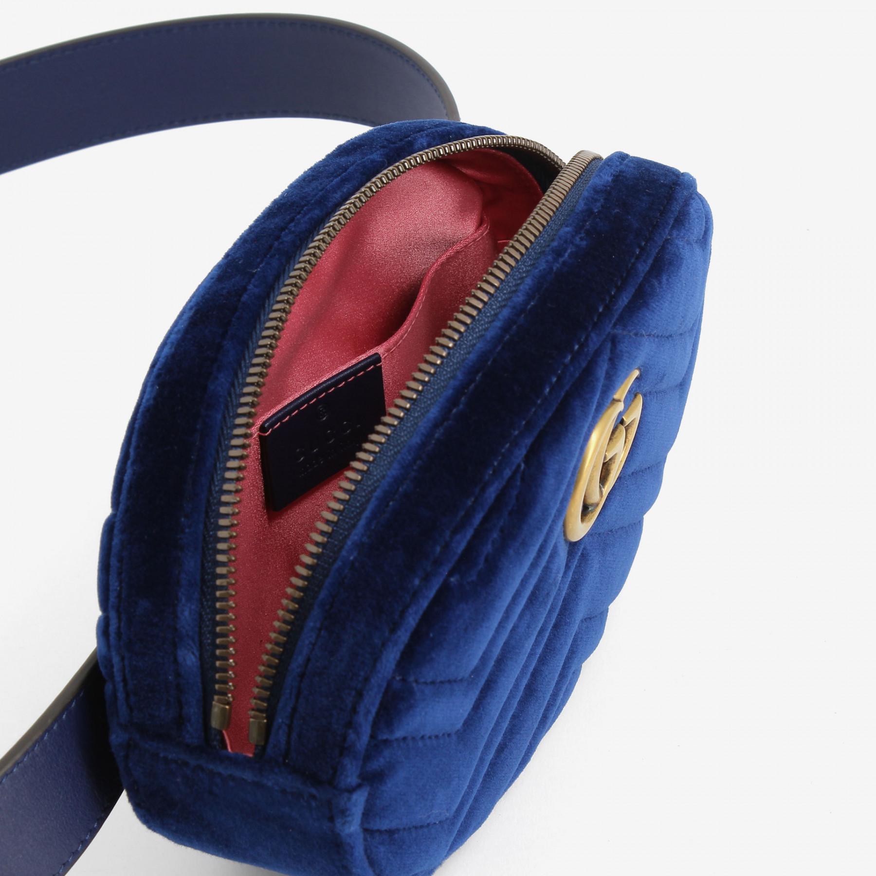 Gucci Velvet Marmont Belt Bag in Blue - Lyst