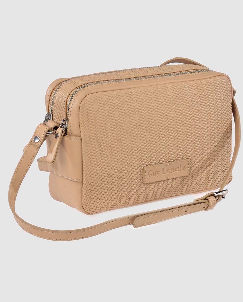 Guy Laroche Camel-coloured Plaited Leather Small Crossbody Bag With Long Adjustable Strap in ...