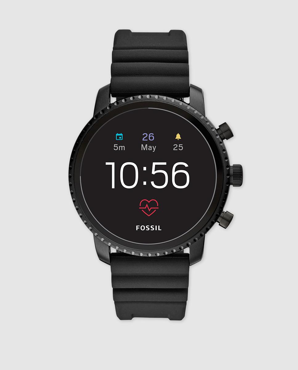 Fossil Q Explorist Hr Ftw4018 4th Generation Black Silicone Smartwatch for Men - Lyst