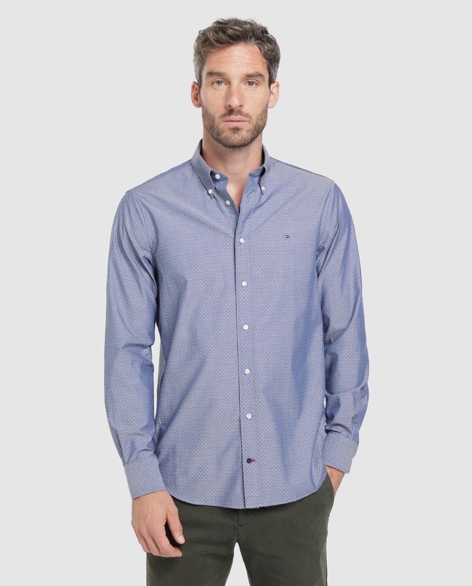 Tommy Hilfiger Cotton Mens Regular-fit Blue Printed Shirt for Men - Lyst