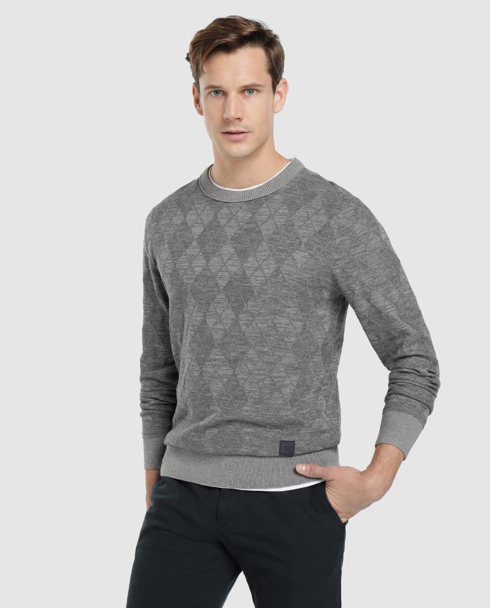 Tommy Hilfiger Cotton Mens Grey Round Neck Sweater in Gray for Men - Lyst