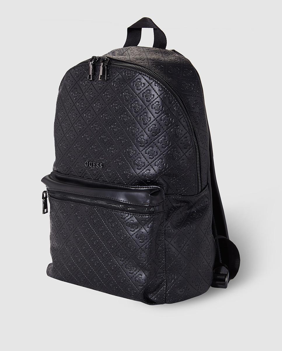 Guess Leather Mens Black Backpack With Embossed Logo for Men - Lyst