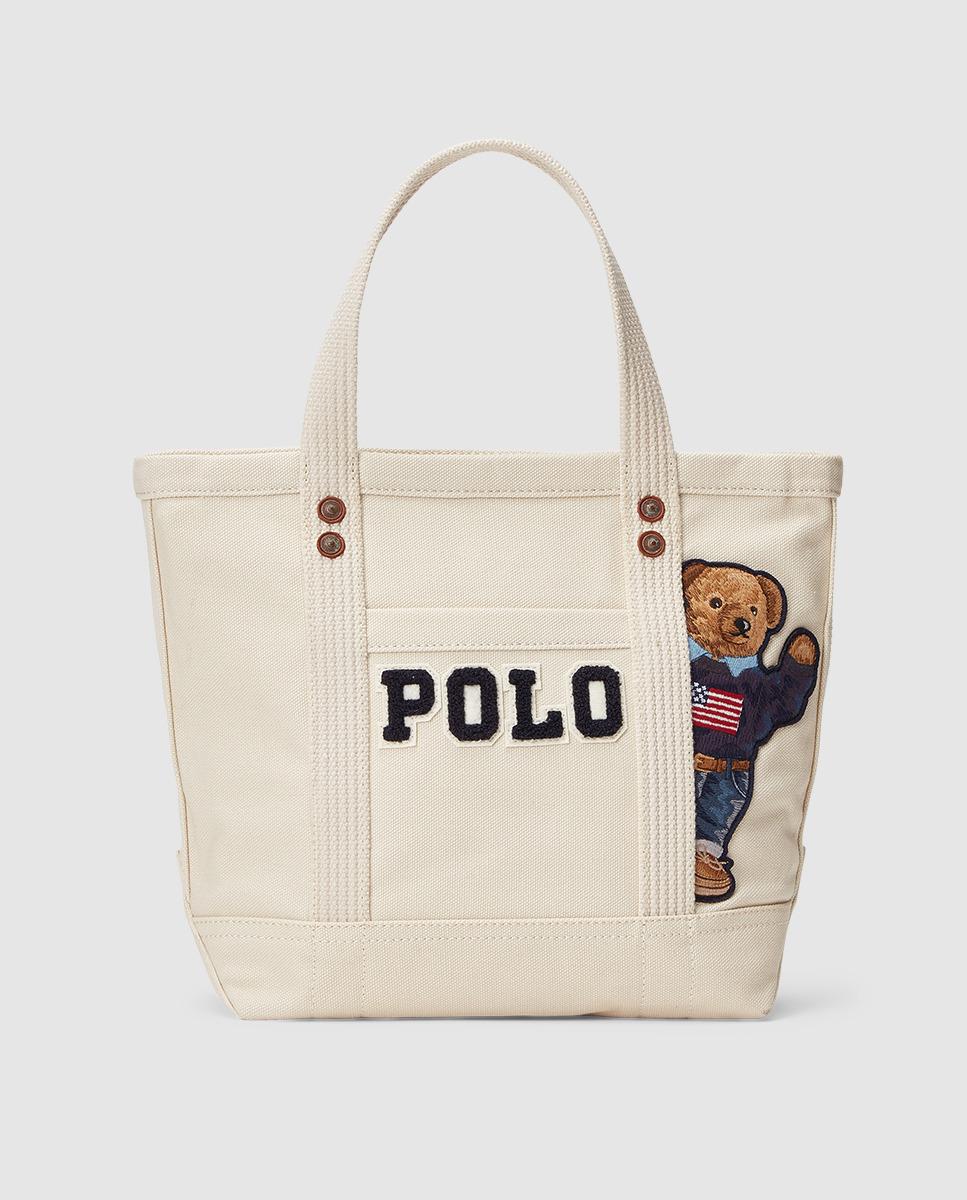 Polo Ralph Lauren Canvas Small Polo Bear Tote in Beige (Natural) Lyst
