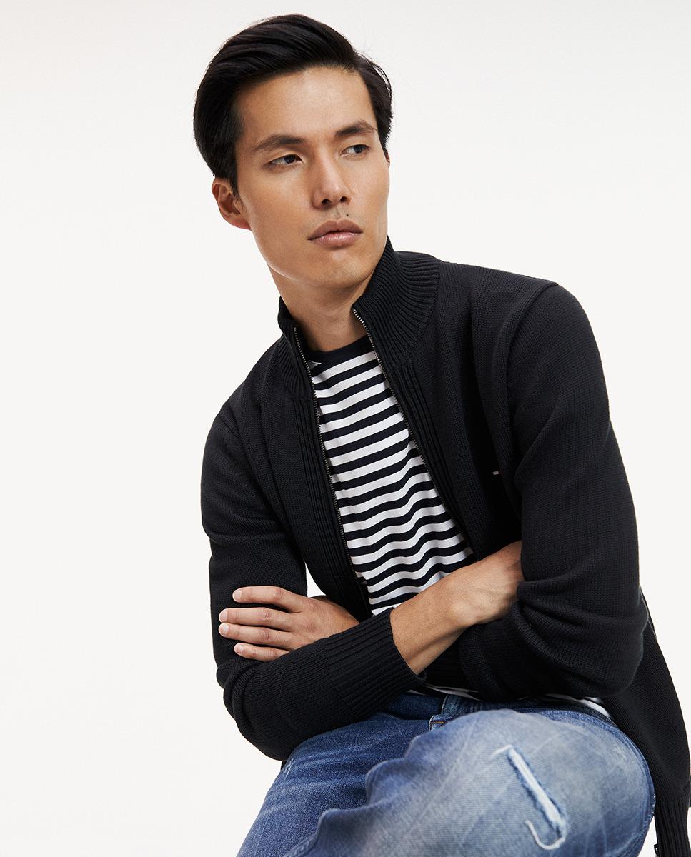 Mens black zip up cardigan Clearance