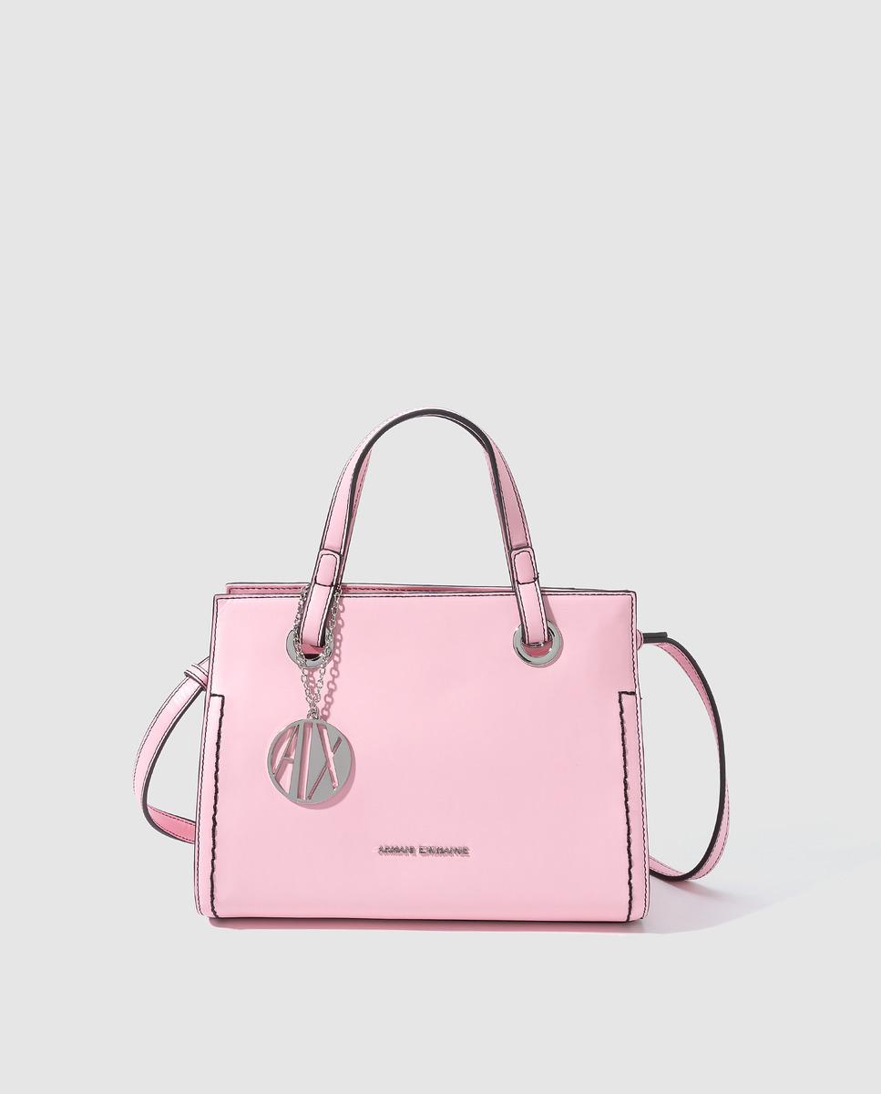 Armani Exchange Synthetic Pink Handbag With Black Interior Lyst Armani Exchange Synthetic Pink Handbag