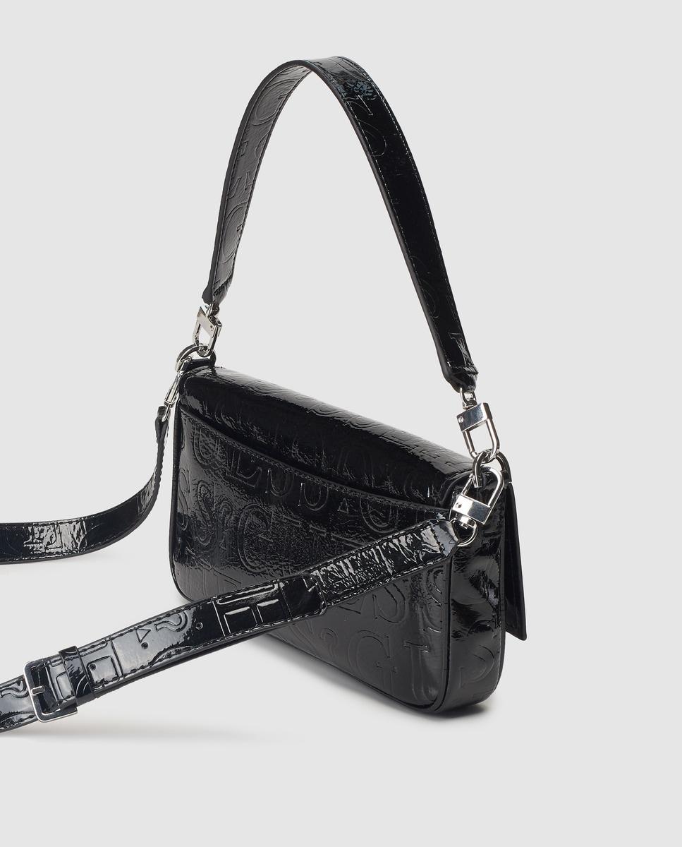 Guess Brightside Small Black Shoulder Bag With Logo Embossing Lyst