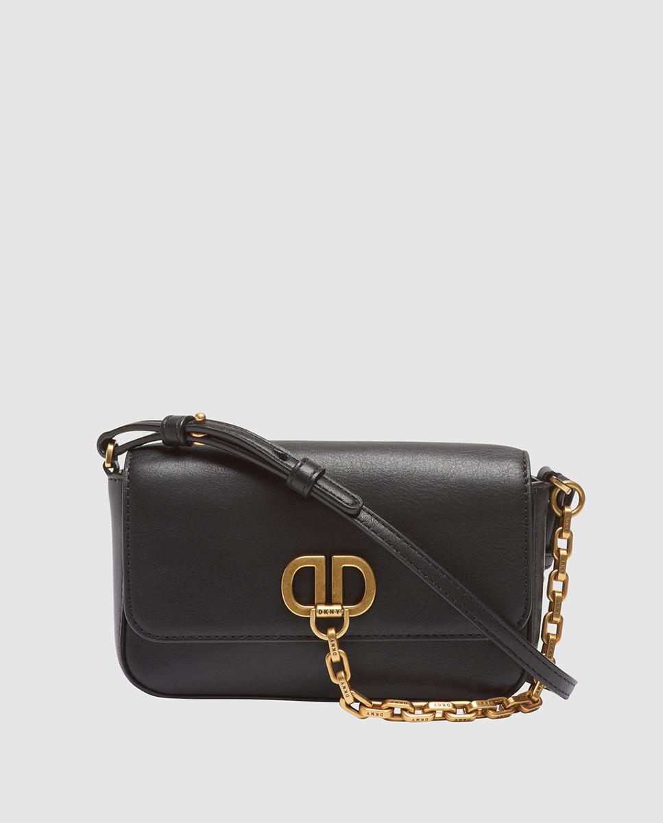 DKNY Black Leather Mini Crossbody Bag With Chain Detail - Save 14% - Lyst