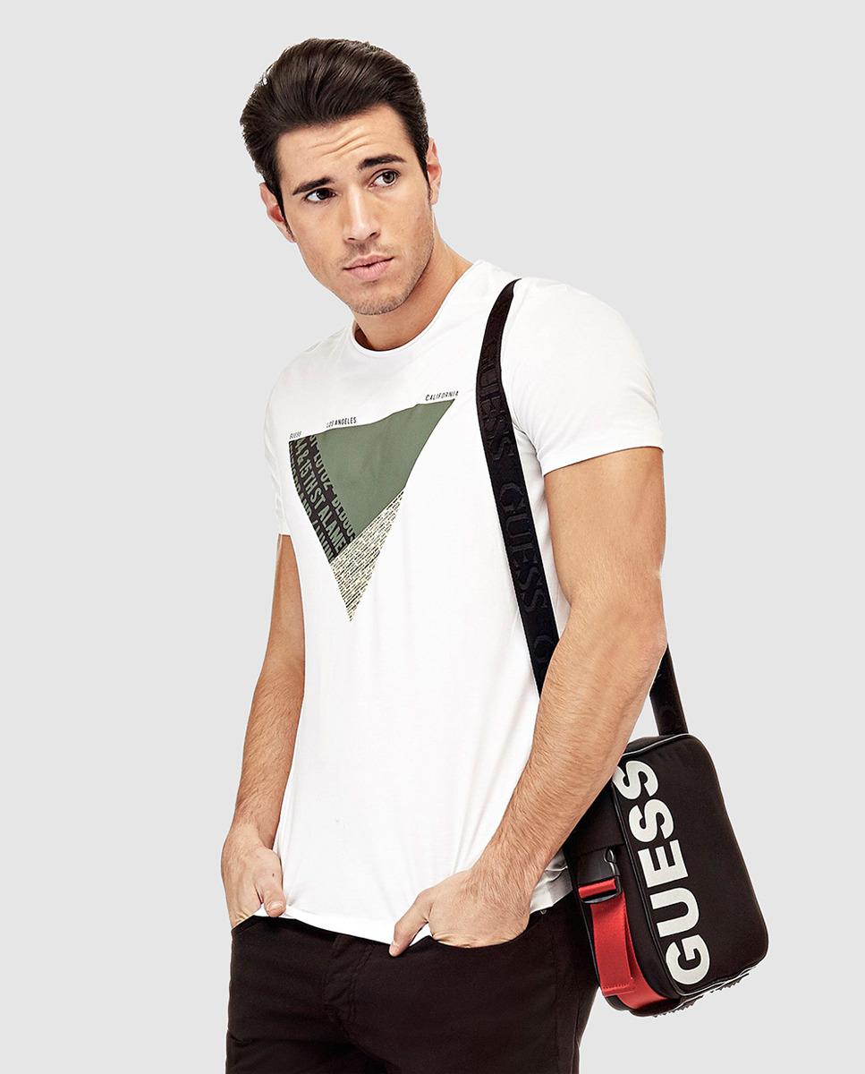 Guess Synthetic Mens Black And Red Messenger Bag With Logo ...