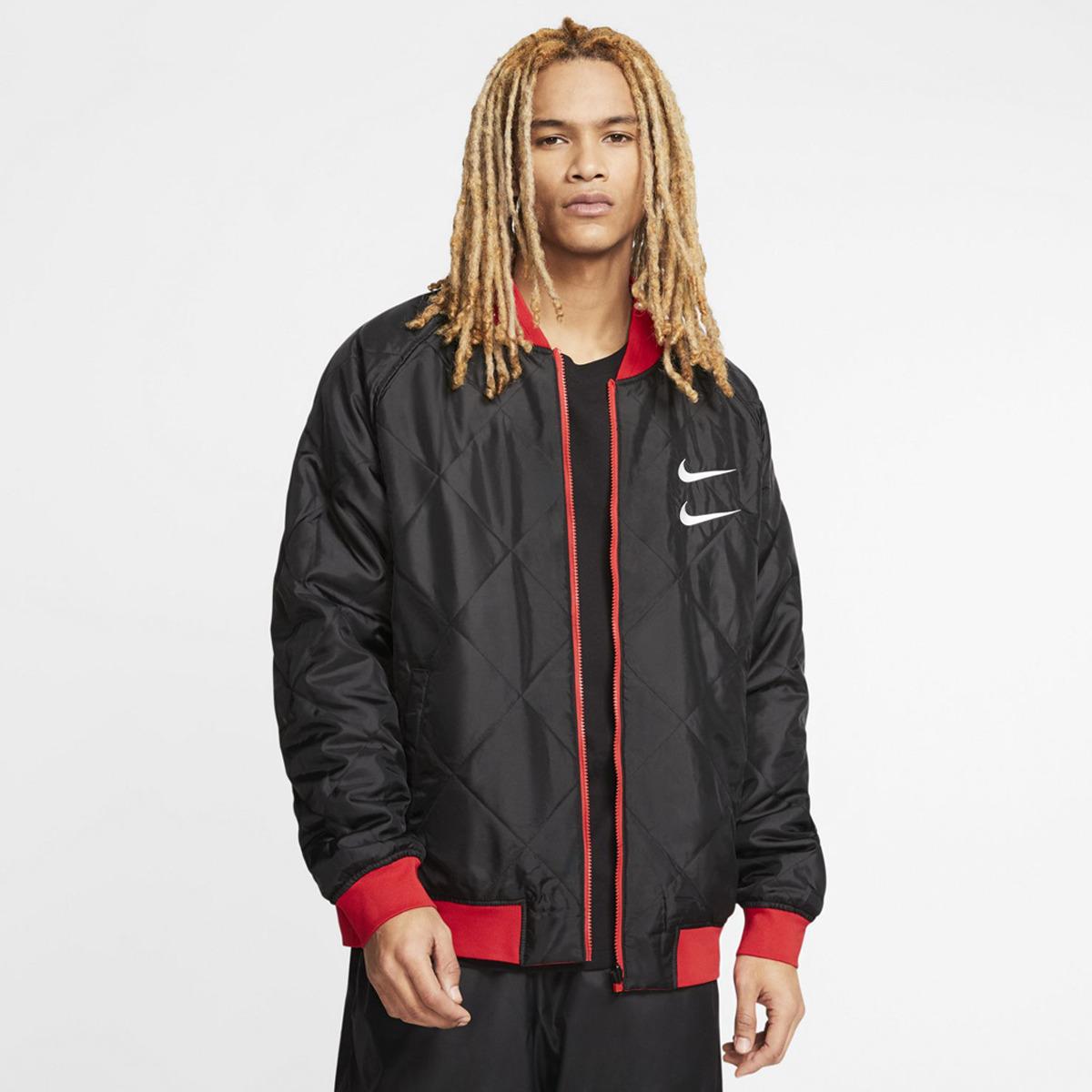 Nike Synthetic Bomber Sportswear Swoosh Reversible Jacket in Red for ...