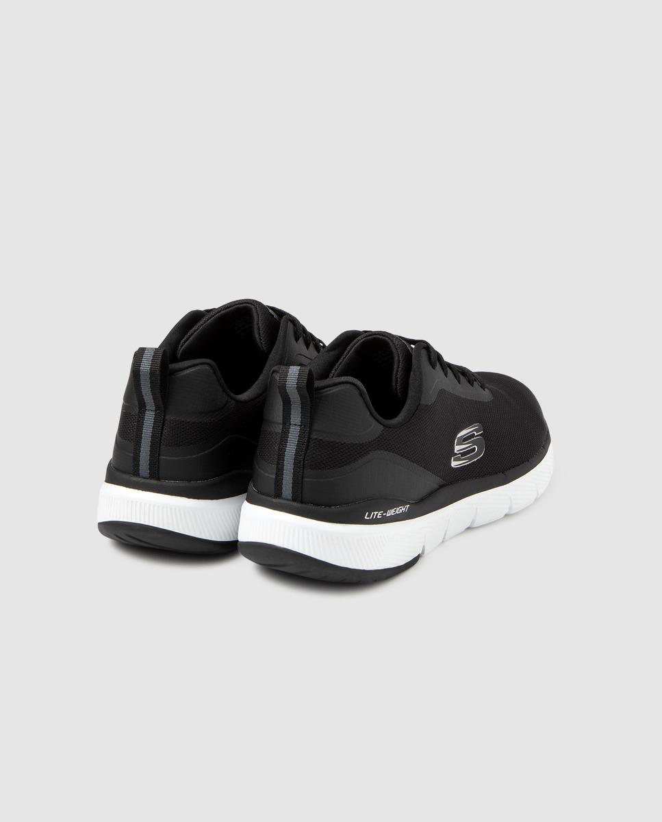 black skechers lace up trainers