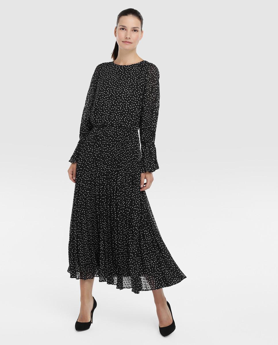 Emporio Armani Synthetic Pleated Midi Dress in Black - Lyst
