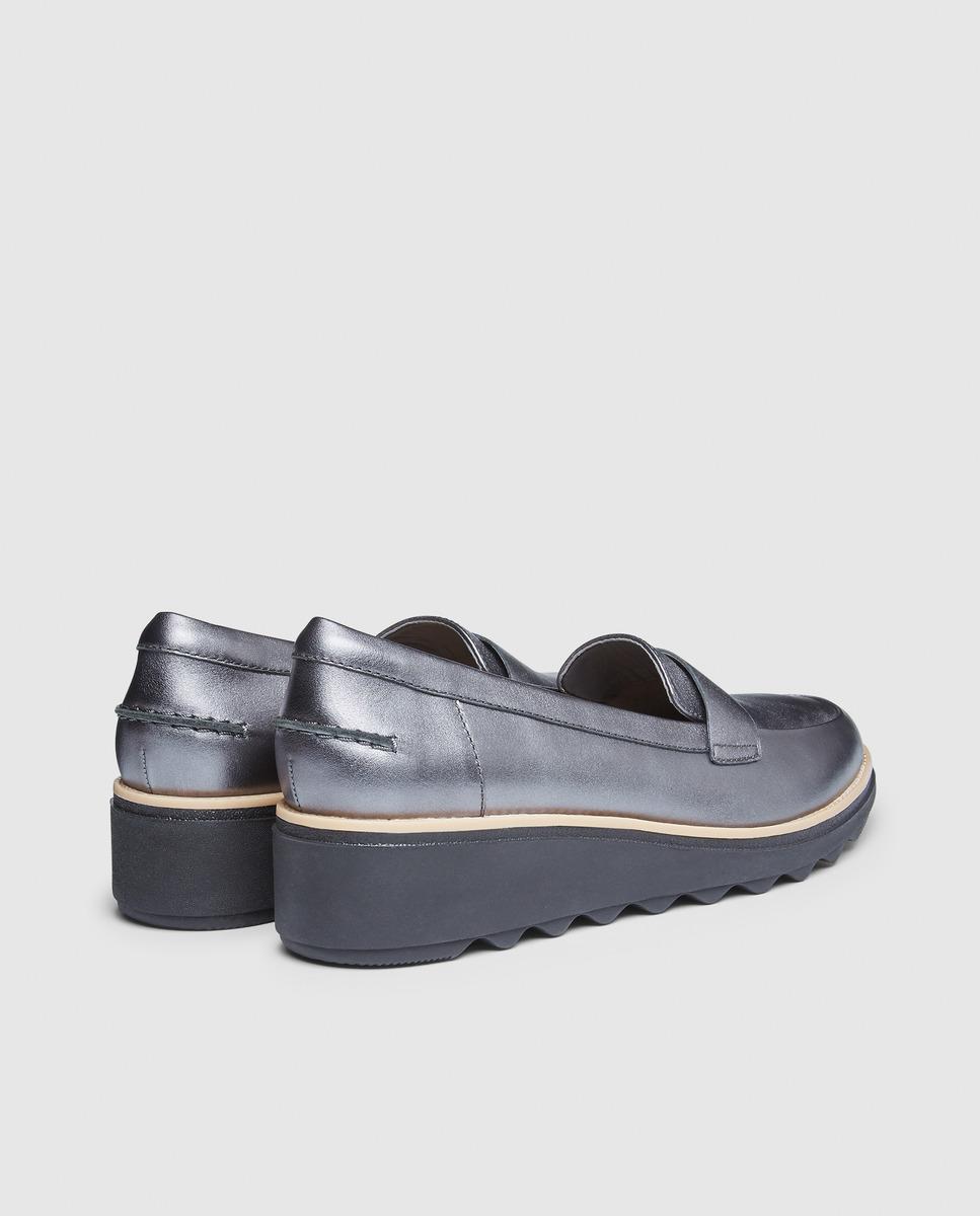 clarks silver loafers