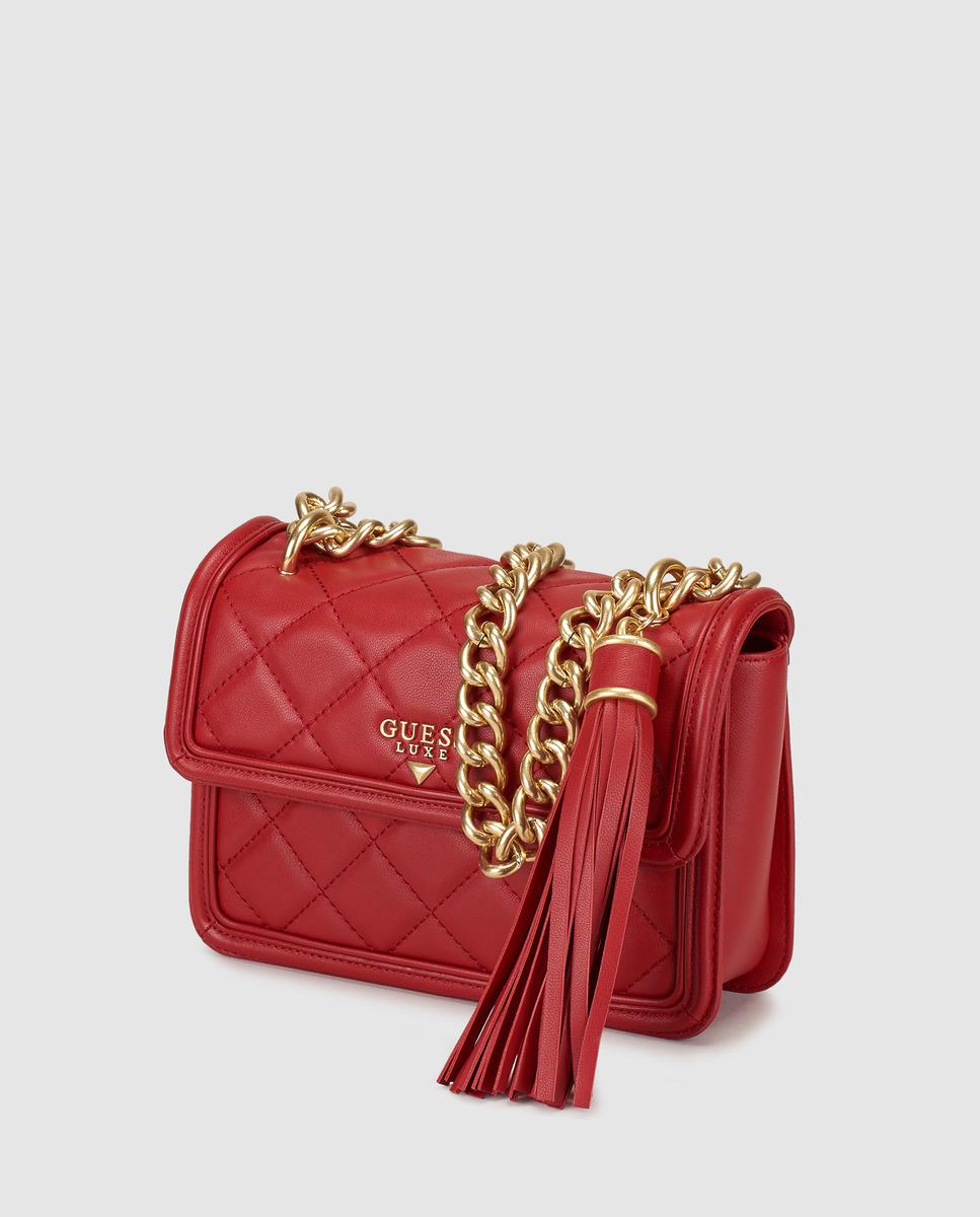 Lyst Guess Wo Small Quilted Red Leather Crossbody Bag In Gallery