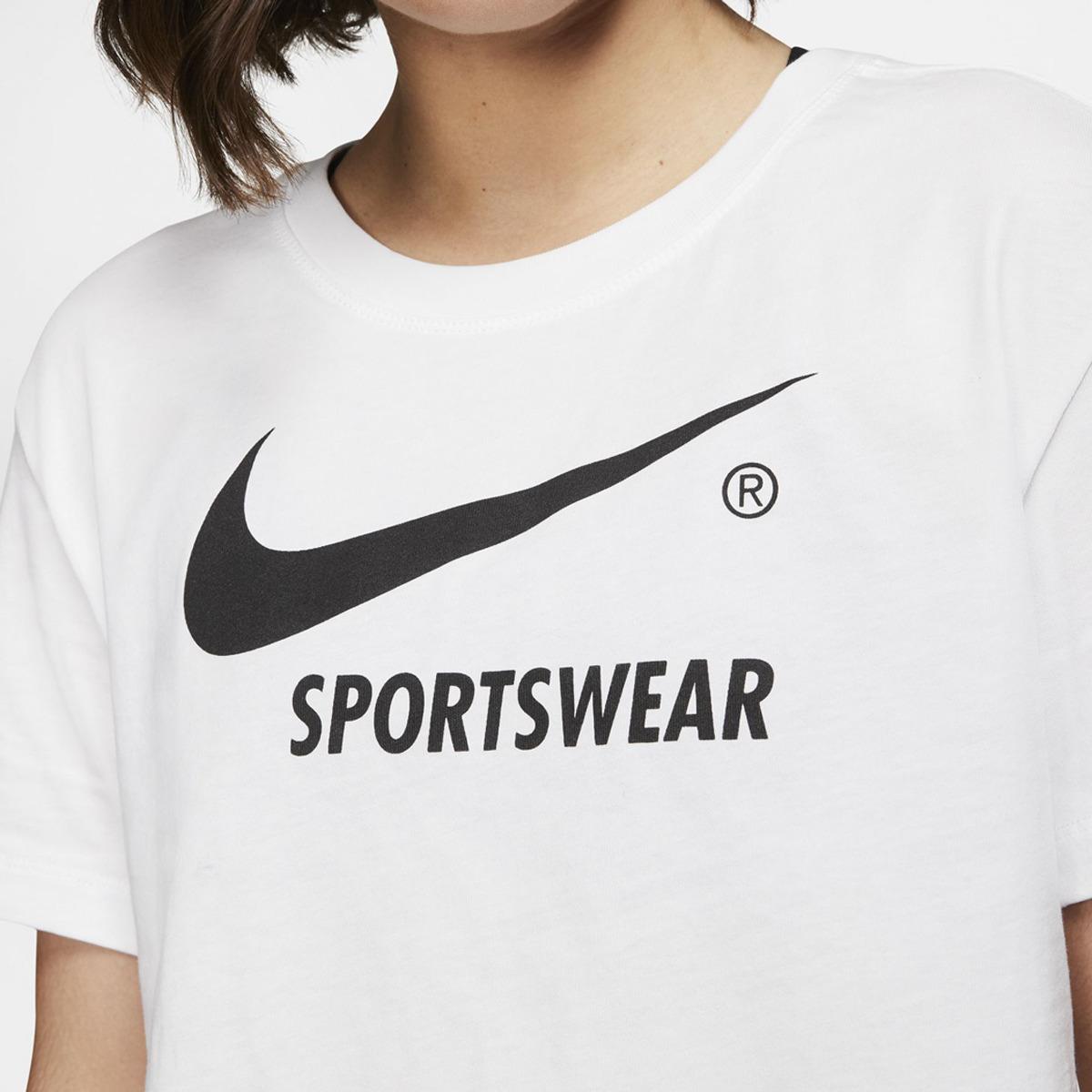 Nike Cotton Sportswear Swoosh Logo Crop T-shirt in White - Lyst