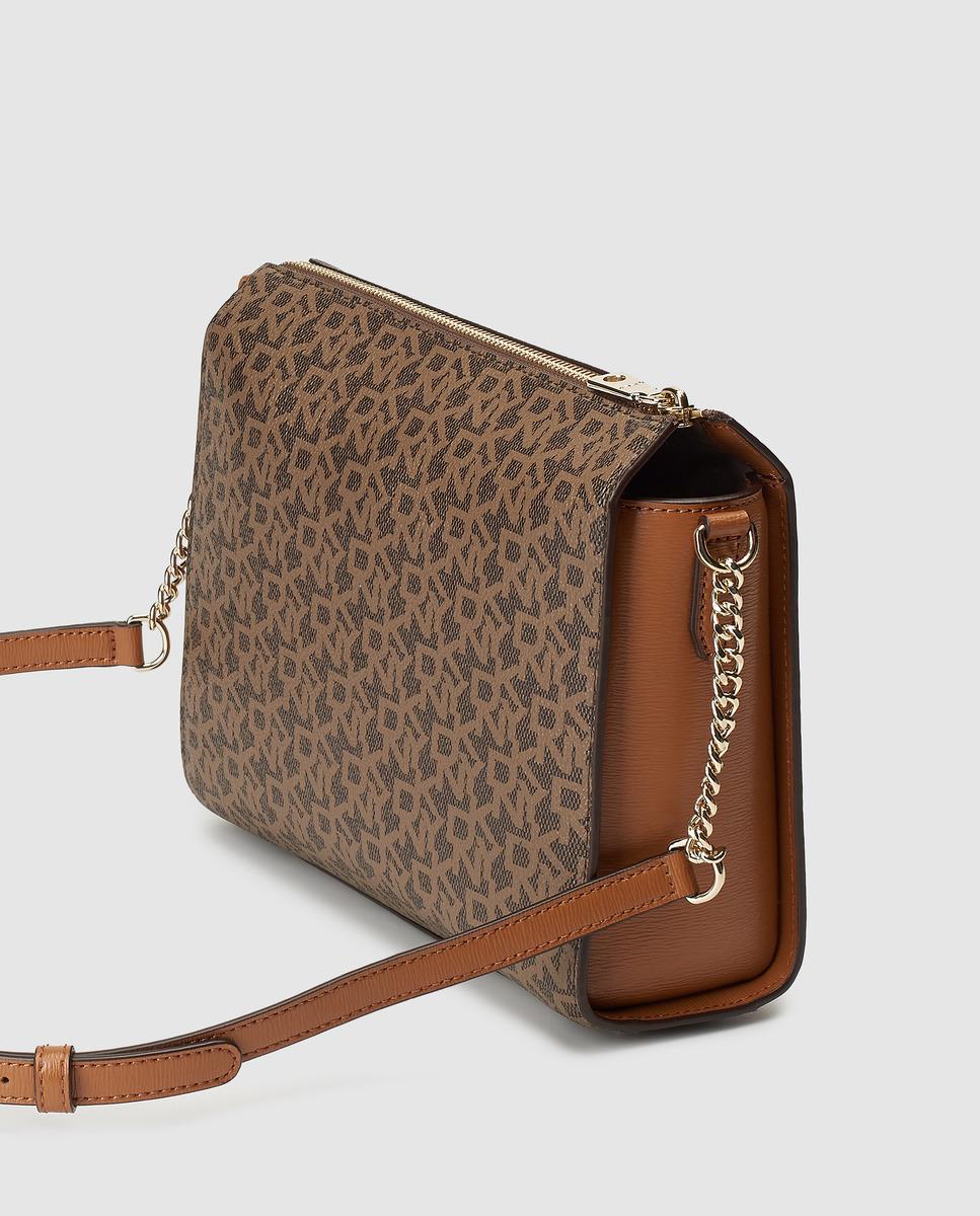 DKNY Dark Brown Crossbody Bag With Logo Print Lyst