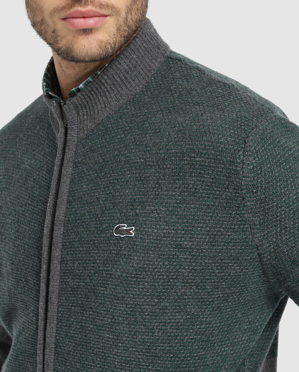 Lacoste Wool Two-toned Zip-up Cardigan in Gray for Men - Lyst