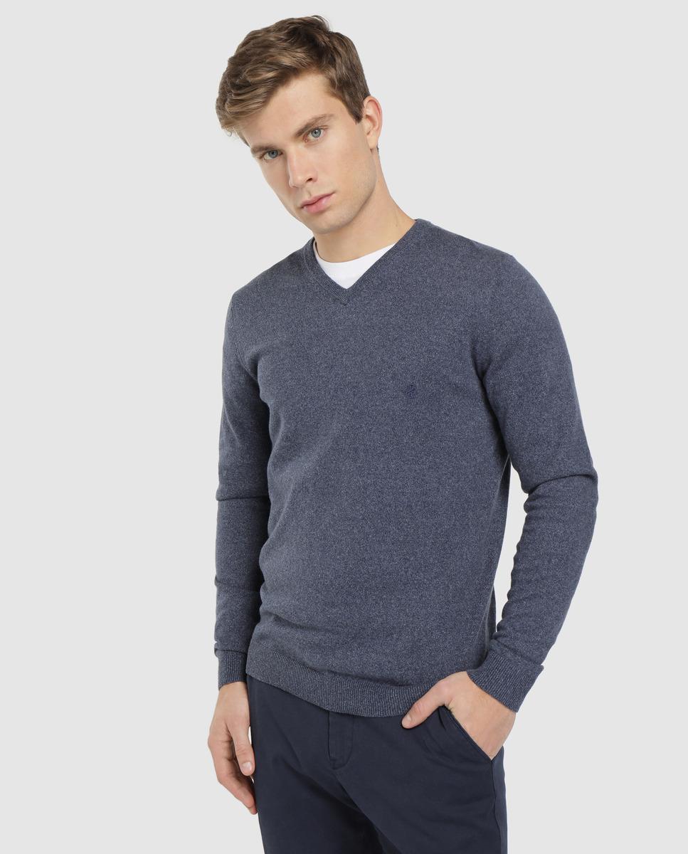 Izod Cotton Mens Navy Blue V-neck Sweater for Men - Lyst