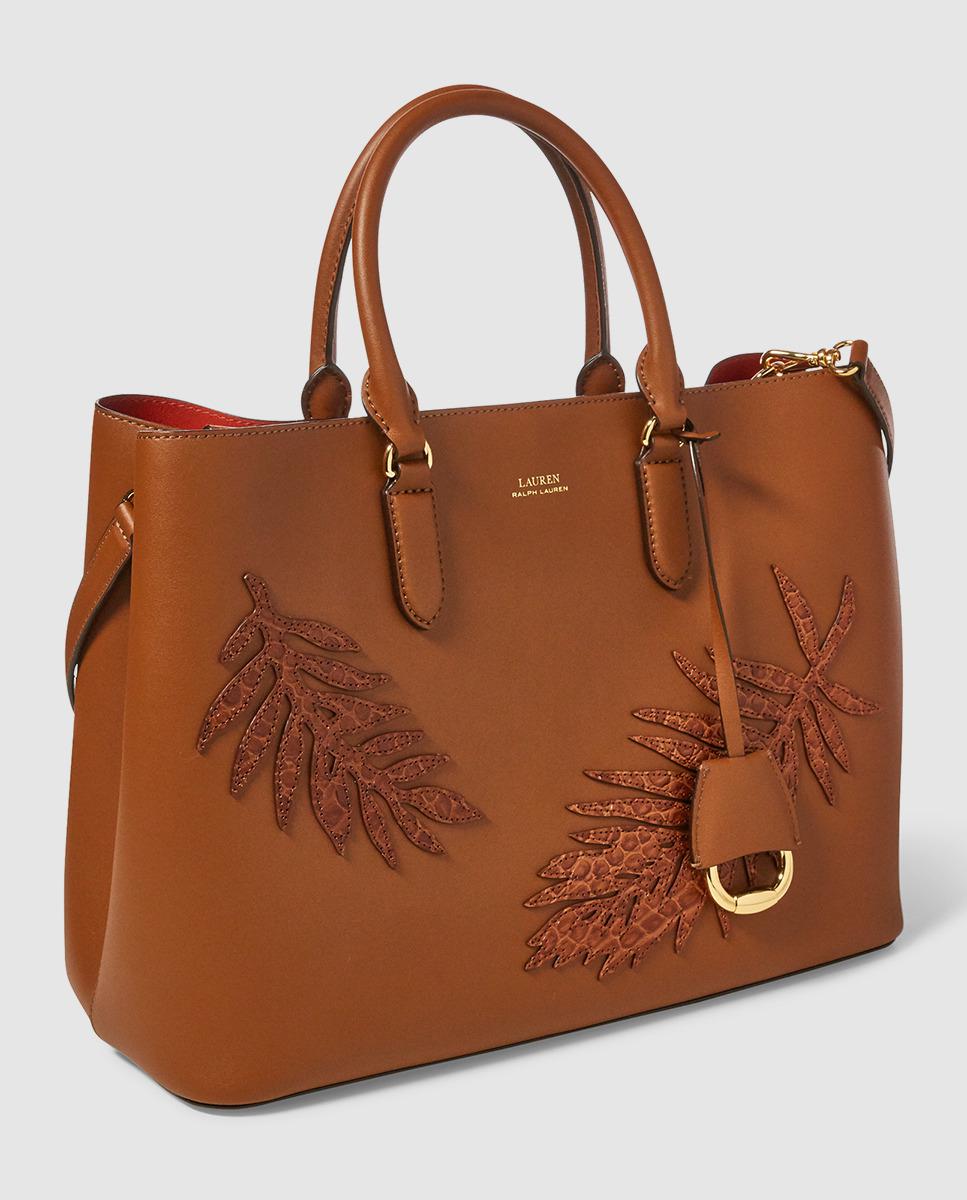 Download Lauren by Ralph Lauren Brown Leather Handbag With Mock ...