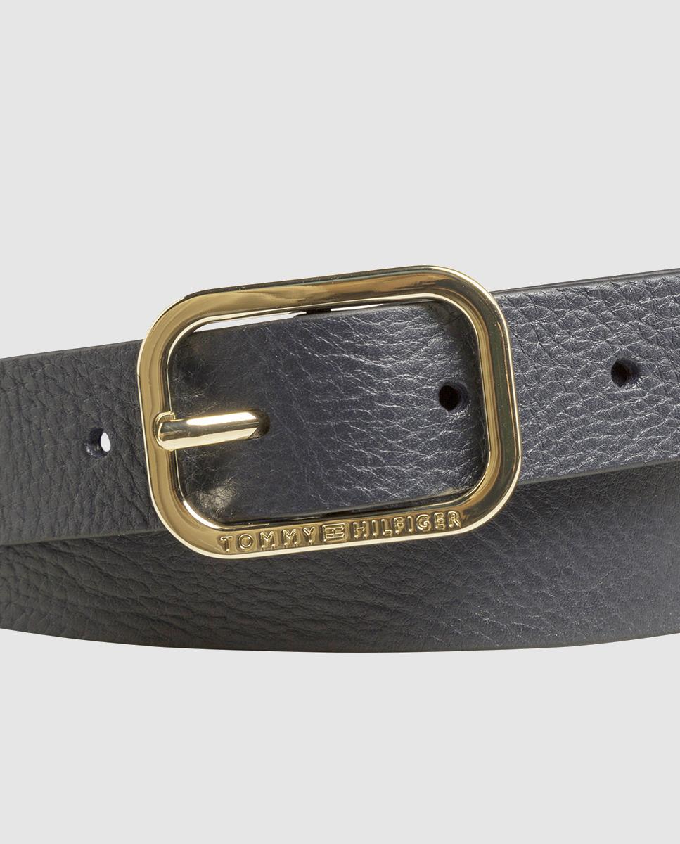 Tommy Hilfiger Navy Blue Leather Belt With Rectangular Buckle Lyst
