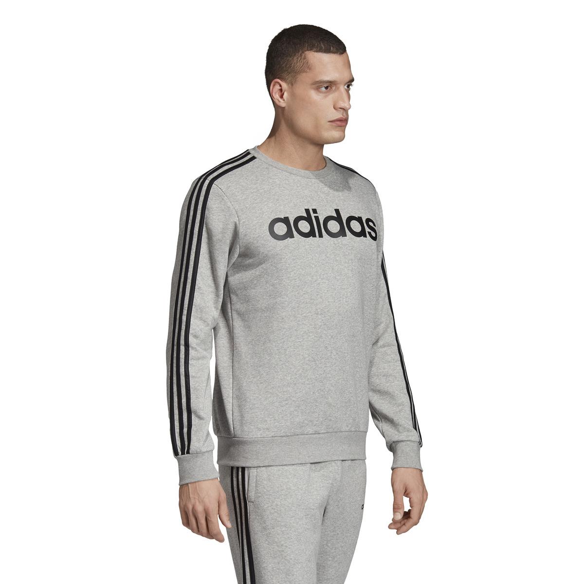 adidas Essentials 3 Stripe Sweatshirt in Grey (Gray) for Men - Lyst
