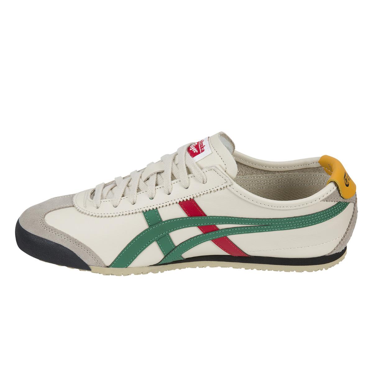 Asics Leather Onitsuka Tiger Mexico 66 Casual Trainers in White / Green ...