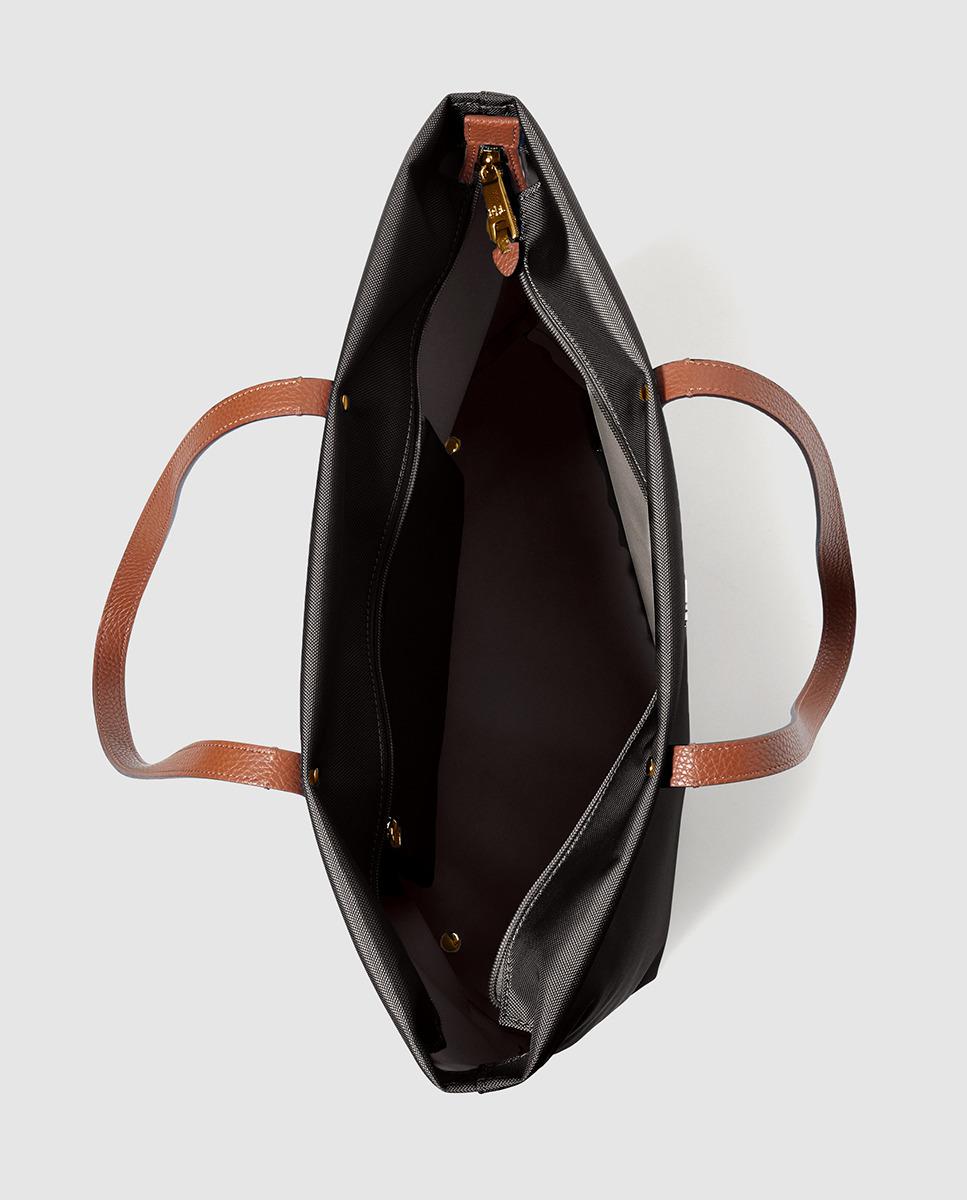 ralph lauren black nylon tote bag with gold initials